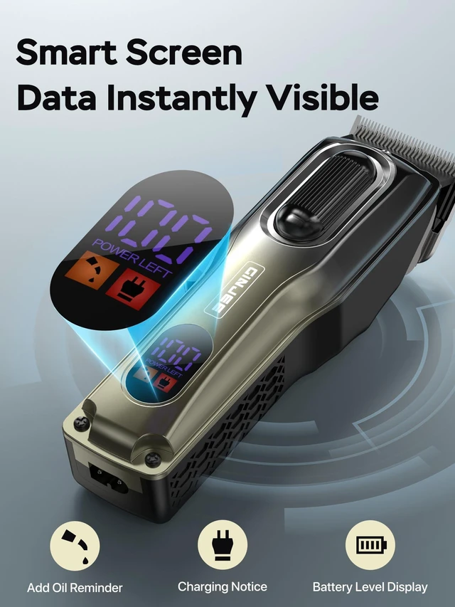Alt view image 6 of 7 - GinJee Cordless Hair Clipper and Trimmer Kit for Men | Professional hair cutting kit with travel case, 12 guide combs, USB charging, and LED display