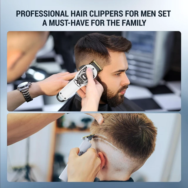Alt view image 6 of 6 - BESTBOMG® Professional Hair Clippers for Men, Clipper & Trimmer Set, White | Ceramic T-Blade, Rechargeable Cordless Haircut Set with 10 Guide Combs & for Men/Father/Husband/Boyfriend, BS-Y4T9