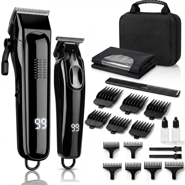 Main image of Professional Hair Clippers for Men & Zero Gapped Detail Trimmer Kit - 7000RPM Cordless Barber Set for Fades, Outlines & Edge-ups - Ceramic Blade, Invisible LED, Phone-Friendly Cape & Hard Travel Case