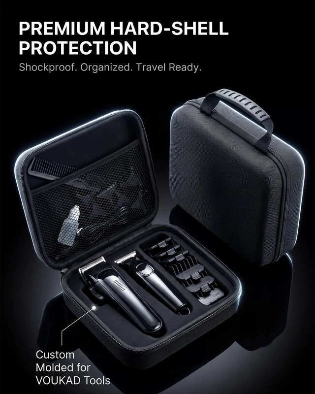 Alt view image 7 of 7 - Professional Hair Clippers for Men & Zero Gapped Detail Trimmer Kit - 7000RPM Cordless Barber Set for Fades, Outlines & Edge-ups - Ceramic Blade, Invisible LED, Phone-Friendly Cape & Hard Travel Case