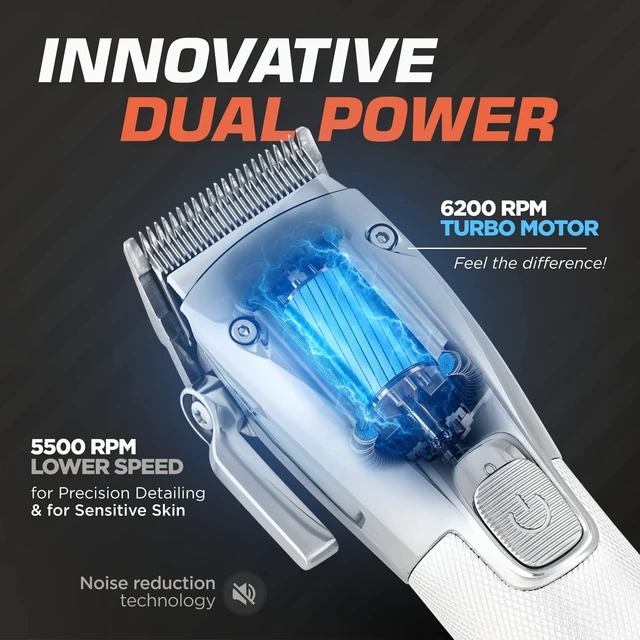 Alt view image 2 of 7 - Fagaci Professional Hair Clippers for Men, Turbo Power Cordless Barber Set | Turbo-power cordless clippers with a 5-hour runtime and LCD charging dock. Precise-cutting blades for clean fades