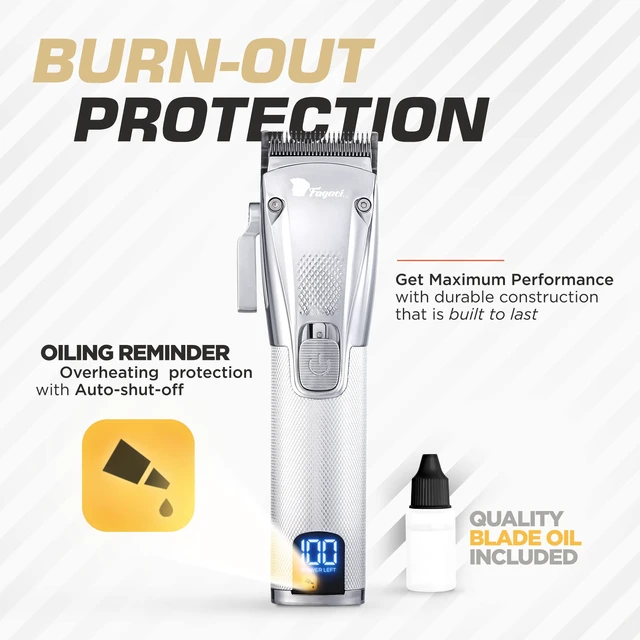 Alt view image 3 of 7 - Fagaci Professional Hair Clippers for Men, Turbo Power Cordless Barber Set | Turbo-power cordless clippers with a 5-hour runtime and LCD charging dock. Precise-cutting blades for clean fades
