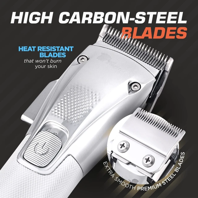 Alt view image 6 of 7 - Fagaci Professional Hair Clippers for Men, Turbo Power Cordless Barber Set | Turbo-power cordless clippers with a 5-hour runtime and LCD charging dock. Precise-cutting blades for clean fades