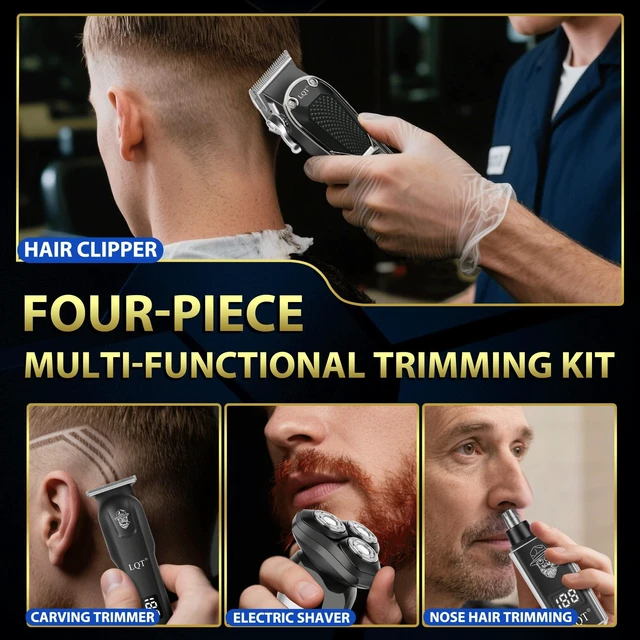 Alt view image 2 of 7 - LQT Hair Clippers for Men 4-in-1 Cordless Clippers Set Beard and Mustache Trimmer for Men Electric Shaver Nose and Ear Hair Trimmer with Comb, Wrap, Bag, to Son Husband Father Men's Gifts