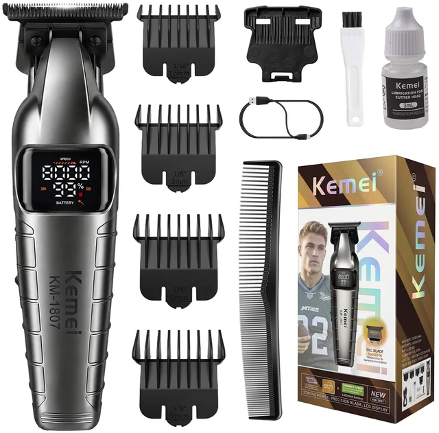 Main image of KEMEI 1807 Hair Trimmer for Men Zero Gap Hair Clippers for Hair Cutting | T Blade beard trimmer with LED Display & 2-Speed Adjustable Motor 1400 mAh