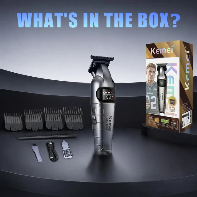 Alt view image 5 of 7 - KEMEI 1807 Hair Trimmer for Men Zero Gap Hair Clippers for Hair Cutting | T Blade beard trimmer with LED Display & 2-Speed Adjustable Motor 1400 mAh