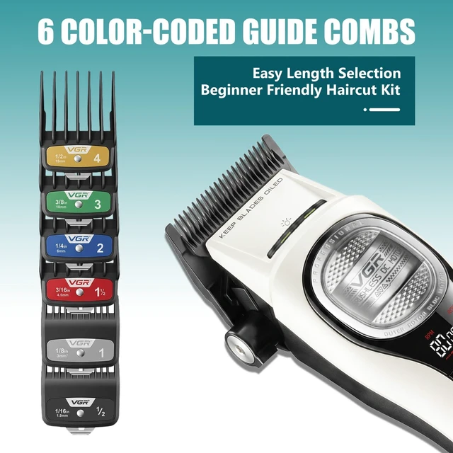Alt view image 6 of 7 - VGR 888C Professional Hair Clippers for Men with 8000 RPM Motor, White | 2500mAh battery; 150Min runtime; charging base; DLC blade; BLDC motor; low noise; color-coded guides; cleaning brush