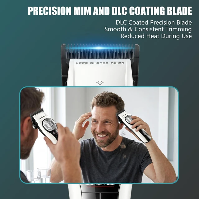 Alt view image 3 of 7 - VGR 888C Professional Hair Clippers for Men with 8000 RPM Motor, White | 2500mAh battery; 150Min runtime; charging base; DLC blade; BLDC motor; low noise; color-coded guides; cleaning brush