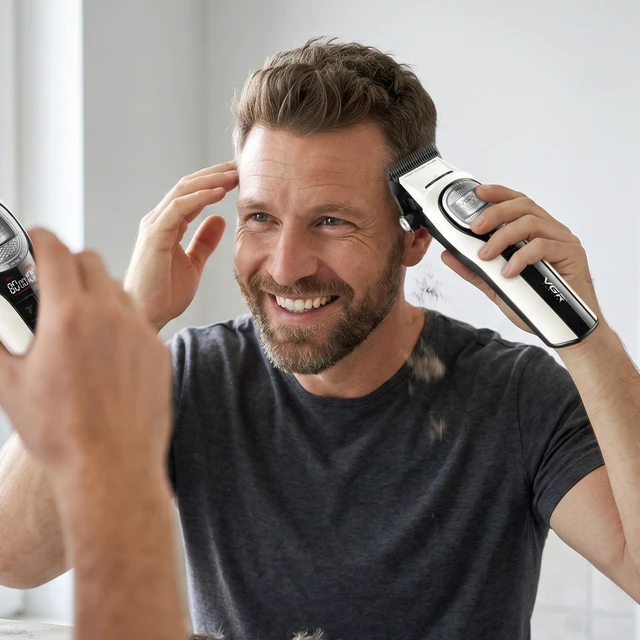 Alt view image 7 of 7 - VGR 888C Professional Hair Clippers for Men with 8000 RPM Motor, White | 2500mAh battery; 150Min runtime; charging base; DLC blade; BLDC motor; low noise; color-coded guides; cleaning brush