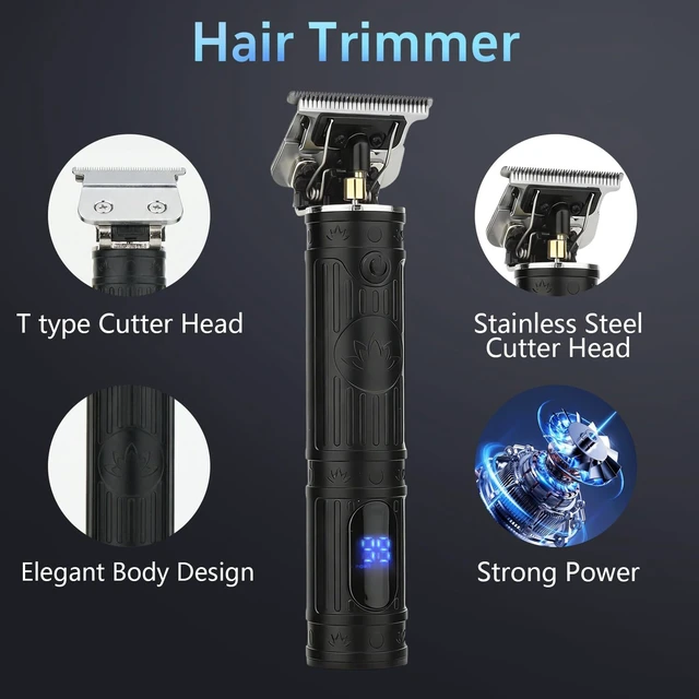 Alt view image 3 of 7 - Soonsell Men Cordless Hair Clipper & T-Blade Trimmer Set,2in1Grooming Kit | Professional Barber Clippers, cordless USB charging Comes with EVA storage bag