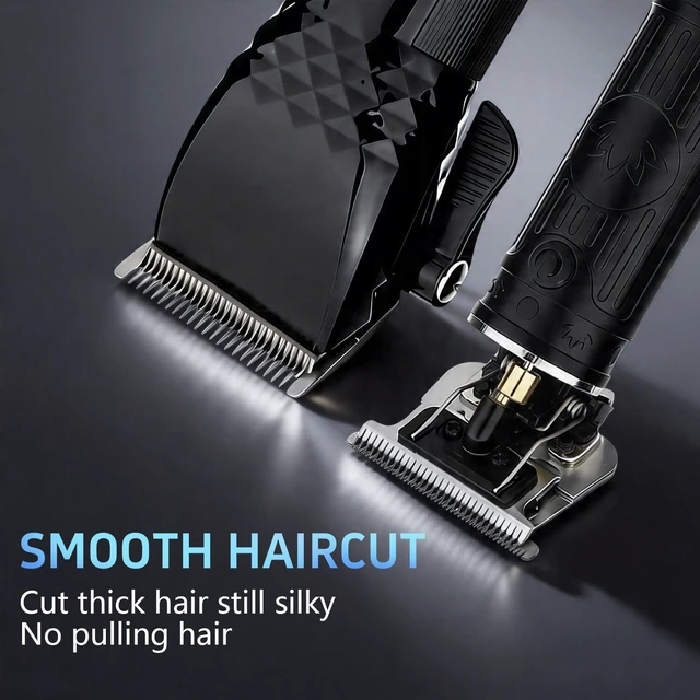 Alt view image 4 of 7 - Soonsell Men Cordless Hair Clipper & T-Blade Trimmer Set,2in1Grooming Kit | Professional Barber Clippers, cordless USB charging Comes with EVA storage bag