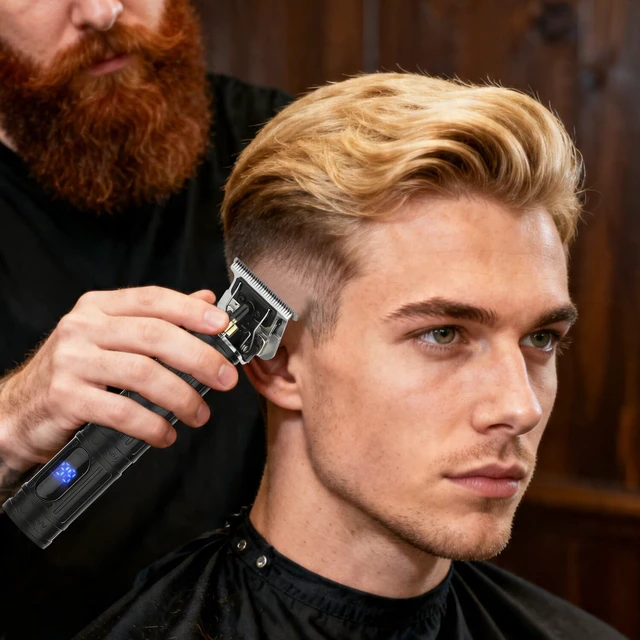 Alt view image 6 of 7 - Soonsell Men Cordless Hair Clipper & T-Blade Trimmer Set,2in1Grooming Kit | Professional Barber Clippers, cordless USB charging Comes with EVA storage bag