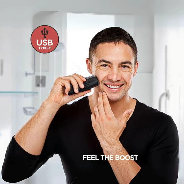 Alt view image 6 of 7 - GAMMA+ Boosted Cordless Double Foil Shaver with Integrated Micro Trimmer | USB-C Rechargeable, Up to 11,000 RPM, Water Resistant, IPX7