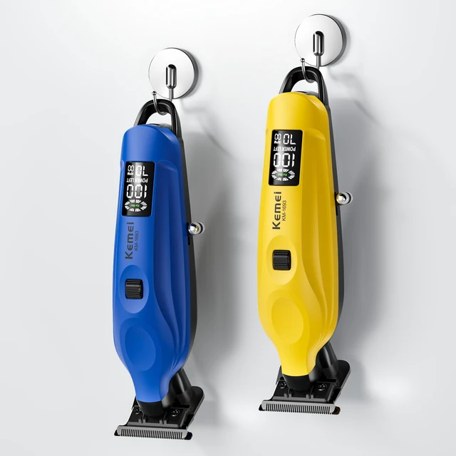 Alt view image 3 of 5 - KEMEI 1693 Professional Zero Gapped T-Blade Trimmer for Men, Blue | T-Blade Razor, LED Display, Hair Outline Grooming Kit, Cuts Thick Hair Smoothly, Ideal for Home Edging or Travel
