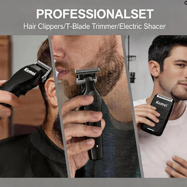 Alt view image 7 of 7 - KEMEI Professional Hair Clippers for Men, Cordless Barber Clippers, Beard Trimmer and Electric Shaver Set with Replacement Heads, KM-2299, KM-2296, KM-1102