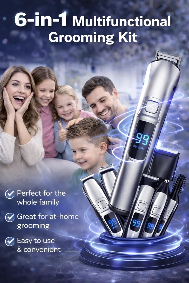 Alt view image 2 of 7 - Professional Hair Clipper & Beard Trimmer Kit for Men Cordless Rechargeable Barber Clippers with LED Display, T-Blade Precision Trimmer, Adjustable Guide Combs, USB Charging, Grooming Set for Hair