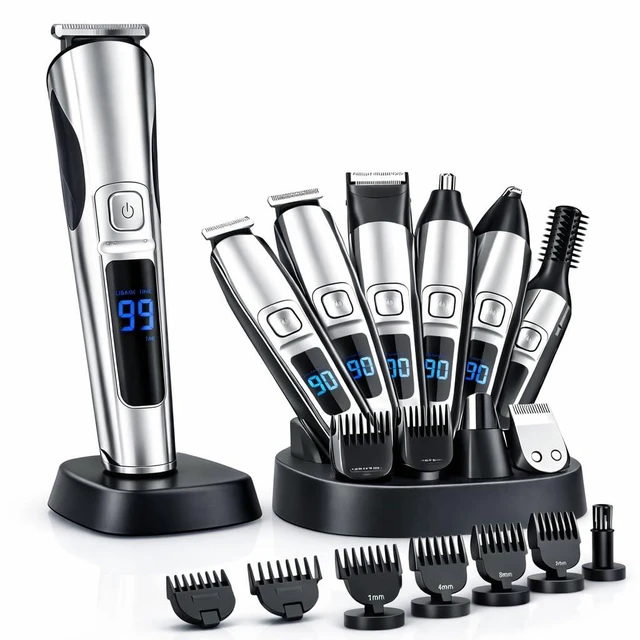 Main image of Professional Hair Clipper & Beard Trimmer Kit for Men Cordless Rechargeable Barber Clippers with LED Display, T-Blade Precision Trimmer, Adjustable Guide Combs, USB Charging, Grooming Set for Hair