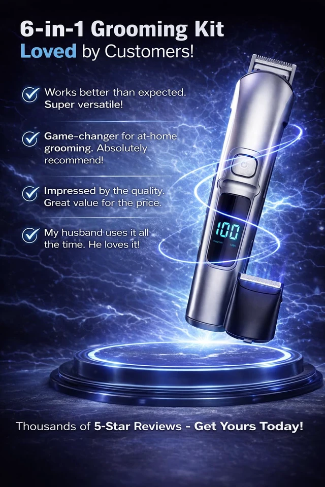 Alt view image 6 of 7 - Professional Hair Clipper & Beard Trimmer Kit for Men Cordless Rechargeable Barber Clippers with LED Display, T-Blade Precision Trimmer, Adjustable Guide Combs, USB Charging, Grooming Set for Hair