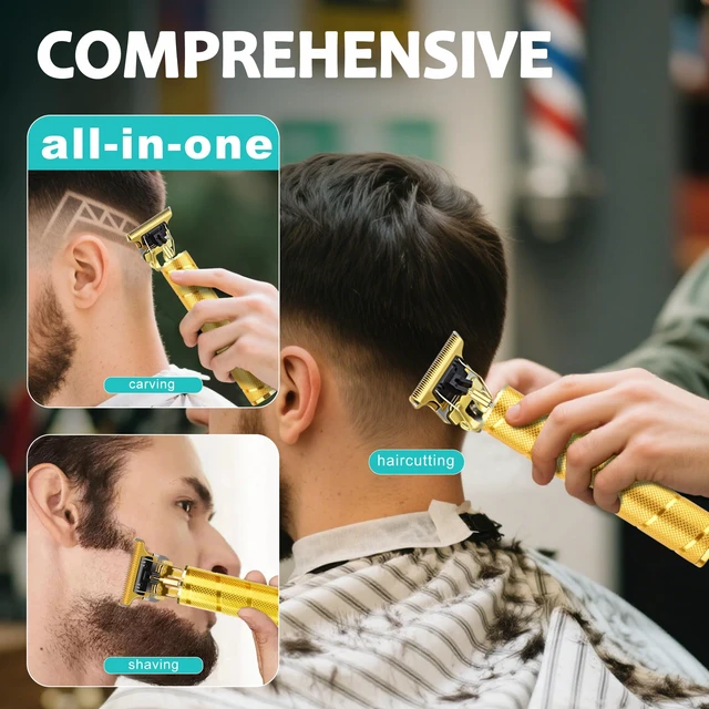 Alt view image 5 of 7 - LQT 5-in-1 Professional Hair Clipper Set, Gradient Golden Cordless Trimmer Kit with LED Display, Includes Men's Beard Trimmer, Electric Shaver & Nose Hair Trimmer to Father Husband Boyfriend Son Gift