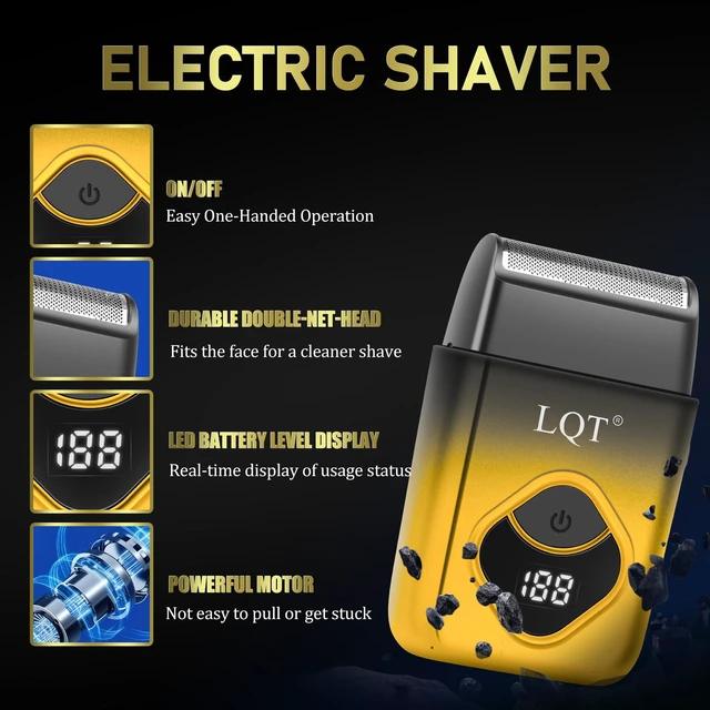 Alt view image 6 of 7 - LQT 5-in-1 Professional Hair Clipper Set, Gradient Golden Cordless Trimmer Kit with LED Display, Includes Men's Beard Trimmer, Electric Shaver & Nose Hair Trimmer to Father Husband Boyfriend Son Gift