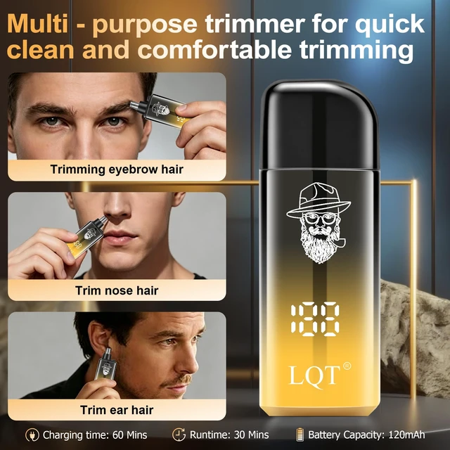 Alt view image 7 of 7 - LQT 5-in-1 Professional Hair Clipper Set, Gradient Golden Cordless Trimmer Kit with LED Display, Includes Men's Beard Trimmer, Electric Shaver & Nose Hair Trimmer to Father Husband Boyfriend Son Gift