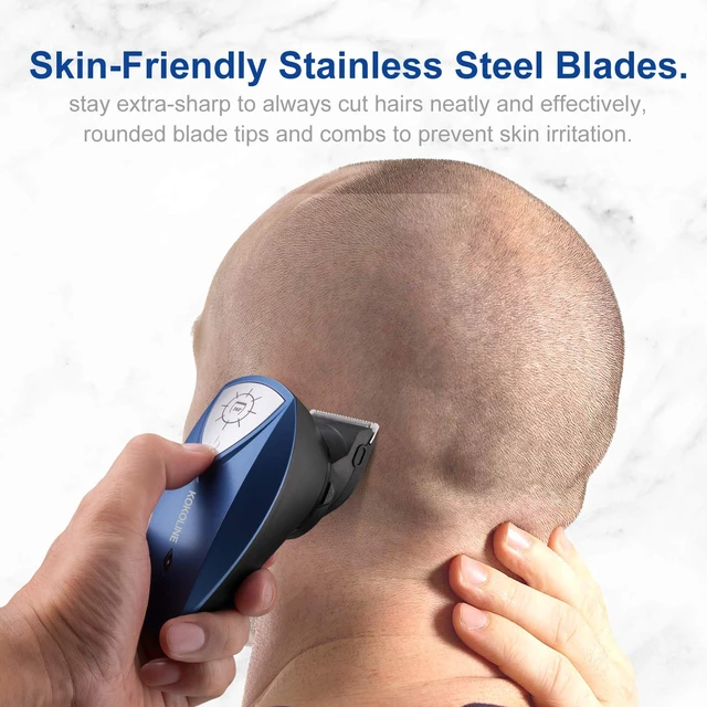 Alt view image 2 of 7 - Kokoline Shortcut Self-Haircut Trimmer Kit, Cordless Electric Razor for Head, Beard,Rechargeable Hair Clipper for Men,Shortcut Self Grooming Haircut Kit,Balder Pro Head Shaver,azure/u7y5