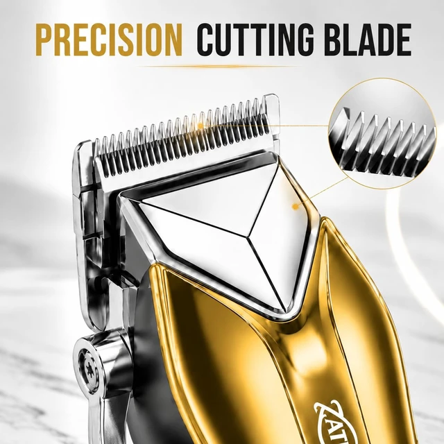 Alt view image 3 of 7 - Cordless Hair Clipper and T-Blade Trimmer Set for Men and Women, Gold | USB rechargeable hair cutting kit for convenient cordless grooming.