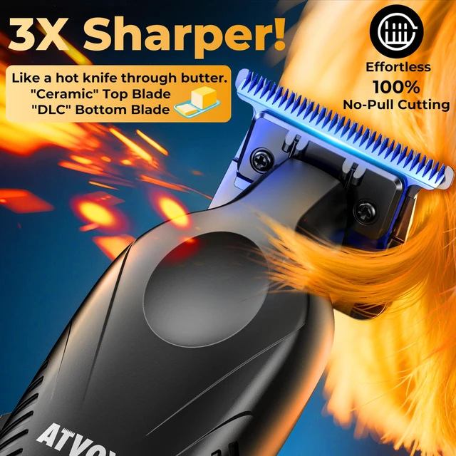 Alt view image 2 of 6 - ATVOXIS Zero Gap 9,000 RPM Brushless Professional T Blade Trimmer for Men: Cordless Hair/Beard Clipper Edger Liner Outliner with LED Display 300min Runtime Fast Charging Stand Travel Pouch