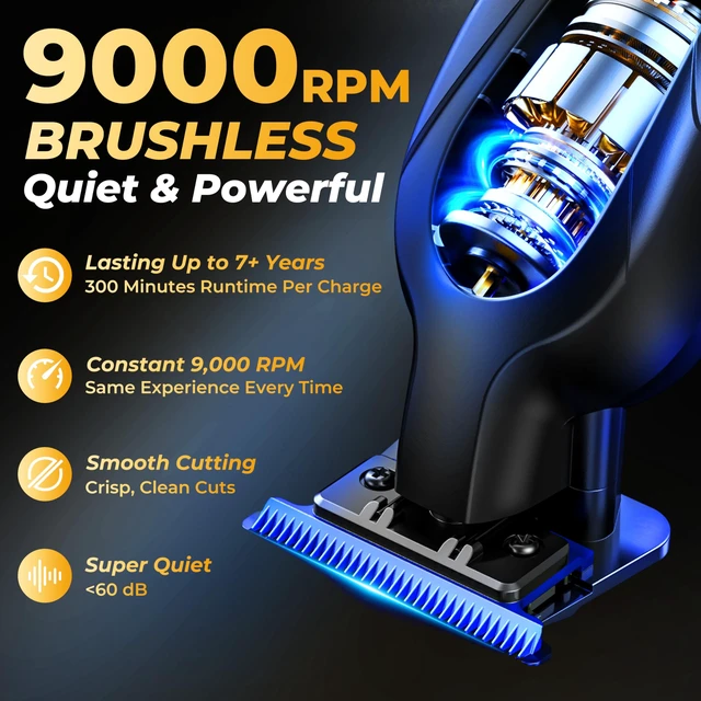 Alt view image 3 of 6 - ATVOXIS Zero Gap 9,000 RPM Brushless Professional T Blade Trimmer for Men: Cordless Hair/Beard Clipper Edger Liner Outliner with LED Display 300min Runtime Fast Charging Stand Travel Pouch