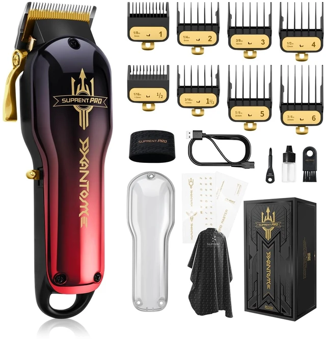Main image of SUPRENT Hair Clippers for Barbers, Professional Barber kit with brushless Motor, Rechargeable Haircutting Kit with DIY Customizable Casing (RED)