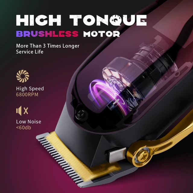 Alt view image 2 of 7 - SUPRENT Hair Clippers for Barbers, Professional Barber kit with brushless Motor, Rechargeable Haircutting Kit with DIY Customizable Casing (RED)