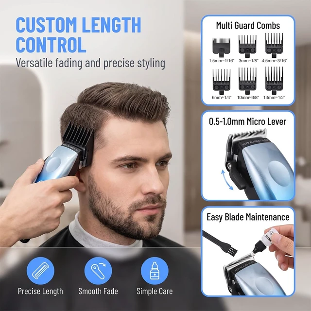 Alt view image 4 of 6 - WMARK Hair Clippers for Men Professional Cordless Barber Clippers | Clippers for Hair Cutting with 8800 RPM High Speed DC Motor, Powder Metallurgy DLC Ceramic Fade Blades, Rechargeable NG-7013