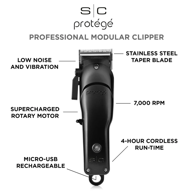 Alt view image 3 of 7 - Stylecraft Protégé Cordless Hair Clipper Super Charged Motor, Matte Metallic Black