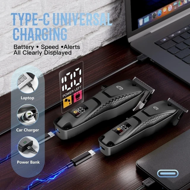 Alt view image 3 of 6 - Barvelyy Electric Cordless Hair Clippers for Men, Professional Clippers and Trimmers for Hair Cutting, Mens Cordless Hair Clipper for Self-Haircut and Family Use