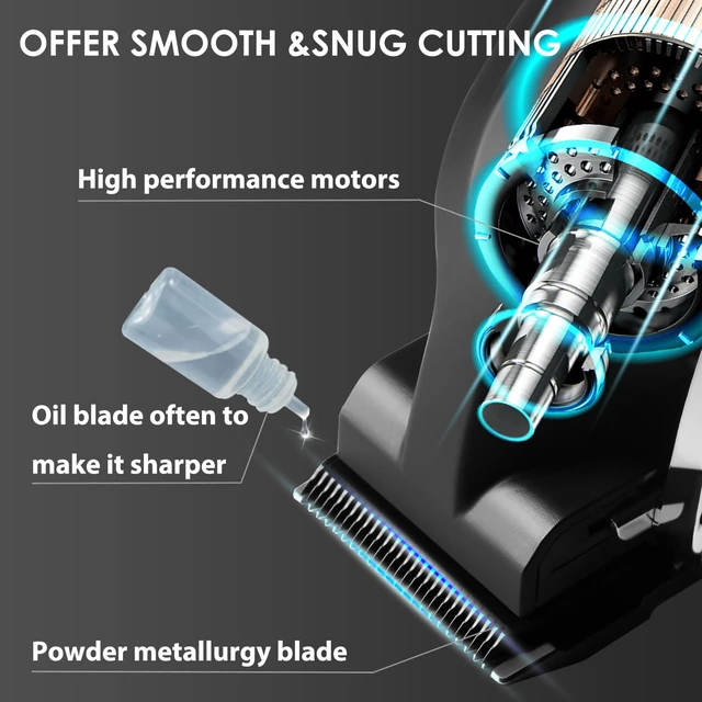 Alt view image 5 of 7 - KEMEI 2296 Professional Hair Clippers for Men Cordless Hair Cutting Kits | Hair & Beard Trimmer, T Blade Barber Clippers with USB Rechargeable, Black