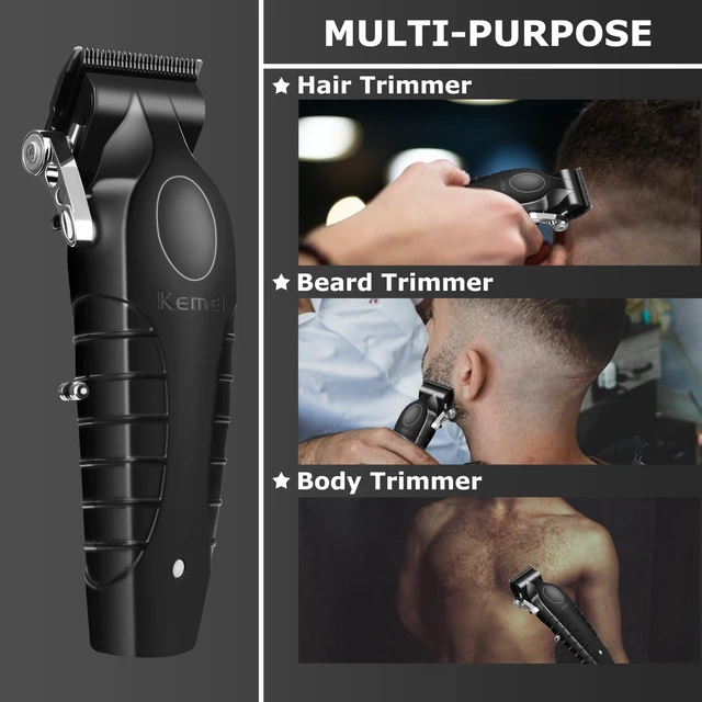 Alt view image 6 of 7 - KEMEI 2296 Professional Hair Clippers for Men Cordless Hair Cutting Kits | Hair & Beard Trimmer, T Blade Barber Clippers with USB Rechargeable, Black