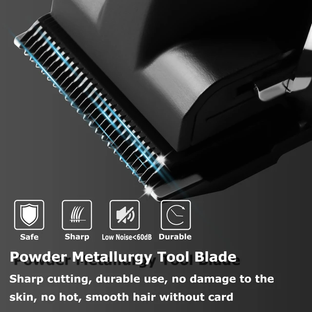 Alt view image 3 of 7 - KEMEI 2296 Professional Hair Clippers for Men Cordless Hair Cutting Kits | Hair & Beard Trimmer, T Blade Barber Clippers with USB Rechargeable, Black