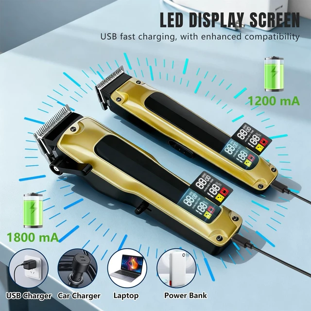 Alt view image 4 of 7 - ZLILUGL Hair Clippers for Men Professional, Cordless Clippers for Hair Cutting, Zero Gap Trimmer, Mens Clippers and Trimmers Set, Hair Clipper Set &Barber Kit with Case, Scissors and Apron, Mens Gifts