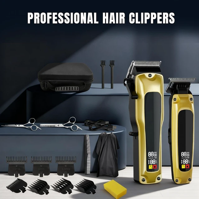 Alt view image 6 of 7 - ZLILUGL Hair Clippers for Men Professional, Cordless Clippers for Hair Cutting, Zero Gap Trimmer, Mens Clippers and Trimmers Set, Hair Clipper Set &Barber Kit with Case, Scissors and Apron, Mens Gifts