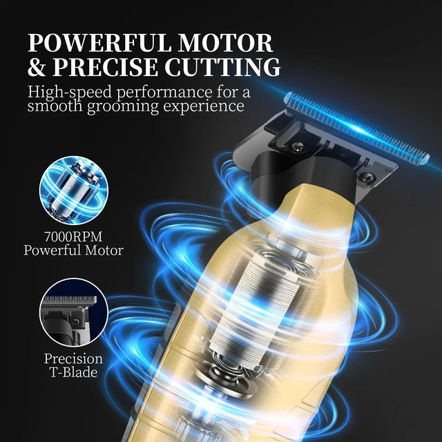 Alt view image 6 of 7 - KEMEI PG2499 Trimmer, Hair Clippers for Men (Gold) | Cordless Beard Trimmer, Electric T-Blade Zero Gap Hair Trimmer, USB Rechargeable with 3 Guide Combs