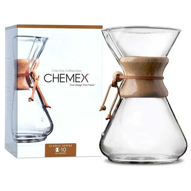 Alt view image 2 of 7 - Chemex Pour-Over Glass Coffeemaker - Classic Series - 10-Cup - Exclusive Packaging