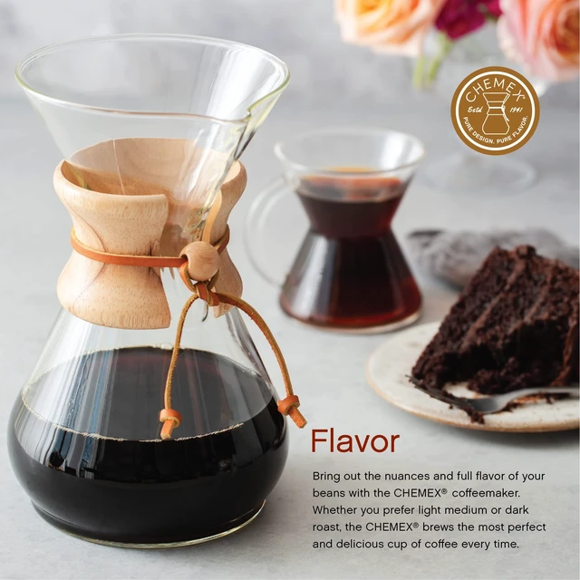 Alt view image 4 of 7 - Chemex Pour-Over Glass Coffeemaker - Classic Series - 10-Cup - Exclusive Packaging