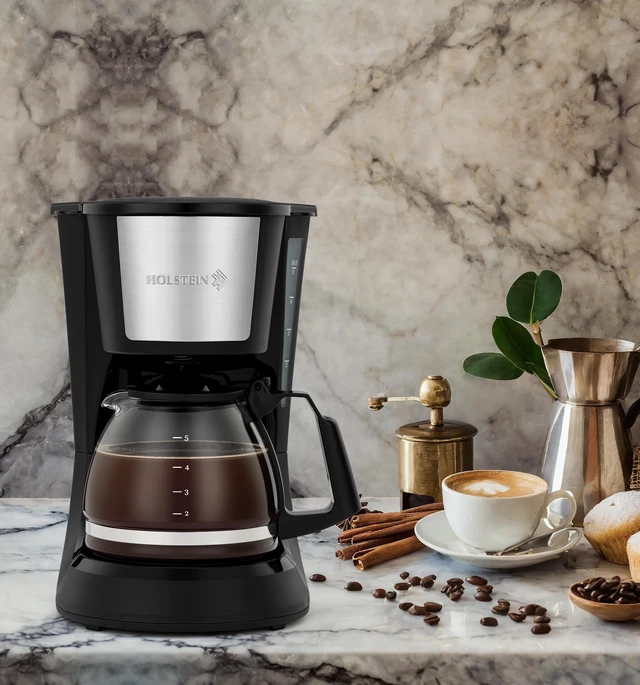 Alt view image 6 of 7 - Holstein Housewares 5 Cup Drip Coffee Maker Compact and User-Friendly with Auto Pause & Serve, Reusable Filter, Measuring Spoon & Glass Carafe, Office & Dorm Use, Black