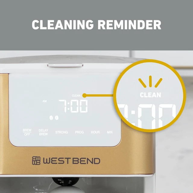 Alt view image 6 of 7 - West Bend Timeless 12-Cup Programmable Coffee Maker with Brew Strength Selector for Hot and Iced Coffee, Includes 1-4 Cup Brew Option and Permanent Filter