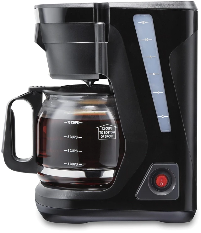 Main image of Proctor Silex FrontFill Drip Coffee Maker, 12 Cup Glass Carafe, Black and Silver (43680PS)