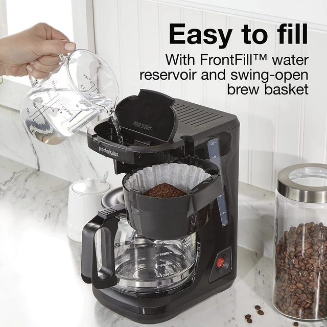 Alt view image 2 of 7 - Proctor Silex FrontFill Drip Coffee Maker, 12 Cup Glass Carafe, Black and Silver (43680PS)