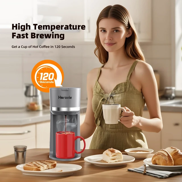 Alt view image 3 of 7 - Small Single Serve Coffee Maker for K Cup and Grounds with One Button | Portable Single Cup Coffee Maker, Easy for Elder to Use, 6 to 12 oz. Brew Sizes, Compact Pod Coffee Maker for Home Office