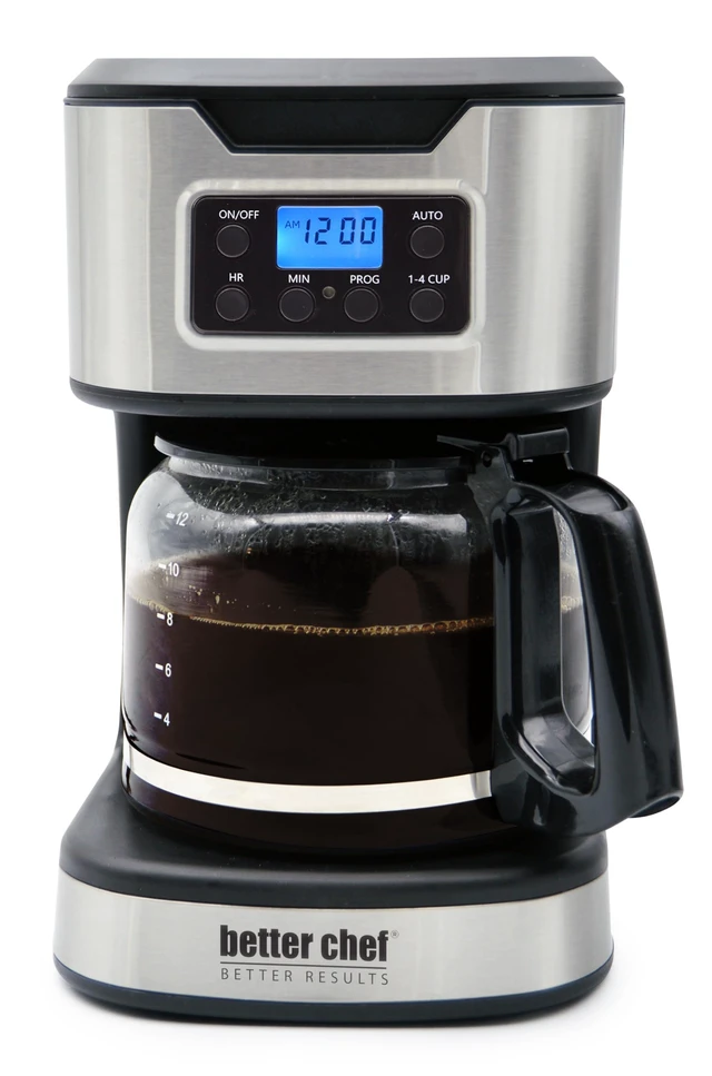 Alt view image 3 of 3 - Better Chef Programmable 12-Cup Coffee Maker | 1-4 Cup Setting | Auto-Pause to Serve | 2hr Keep Warm | Perma-Filter | Stainless (Stainless)