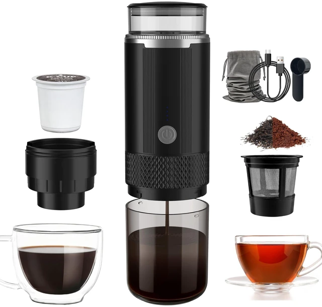 Main image of Portable Coffee Maker, Cordless Battery K-Cup Brewer for Camping, 6oz Cup | usbc rechargeable serve brewer, fits car backpack for outdoor, works for ground coffee tea pods compact lightweight 1.19lb
