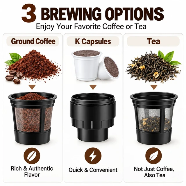 Alt view image 6 of 7 - Portable Coffee Maker, Cordless Battery K-Cup Brewer for Camping, 6oz Cup | usbc rechargeable serve brewer, fits car backpack for outdoor, works for ground coffee tea pods compact lightweight 1.19lb